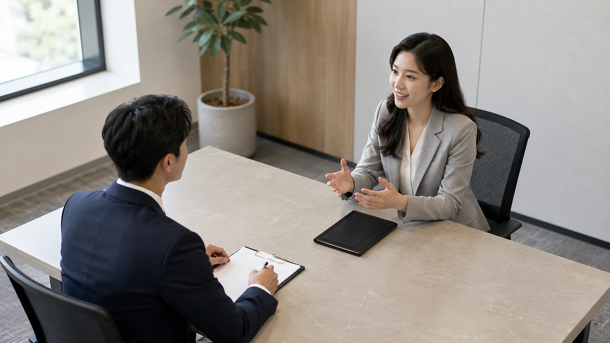 Two consultants doing a case preparation interview